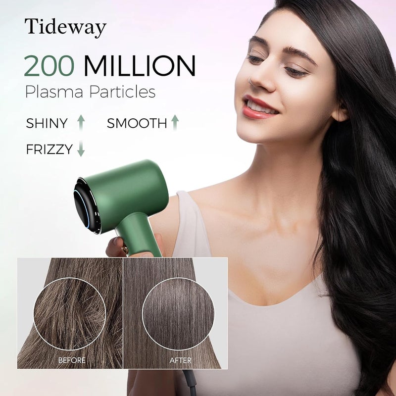 TIDEWAY Hair Dryer Professional High-Speed Ionic Blow Dryer 110,000 RPM, Compact Hair Dryer with Magnetic Diffuser, Fast Drying with Brushless Motor Low Noise Smart Temperature Control-H11 - Image 3